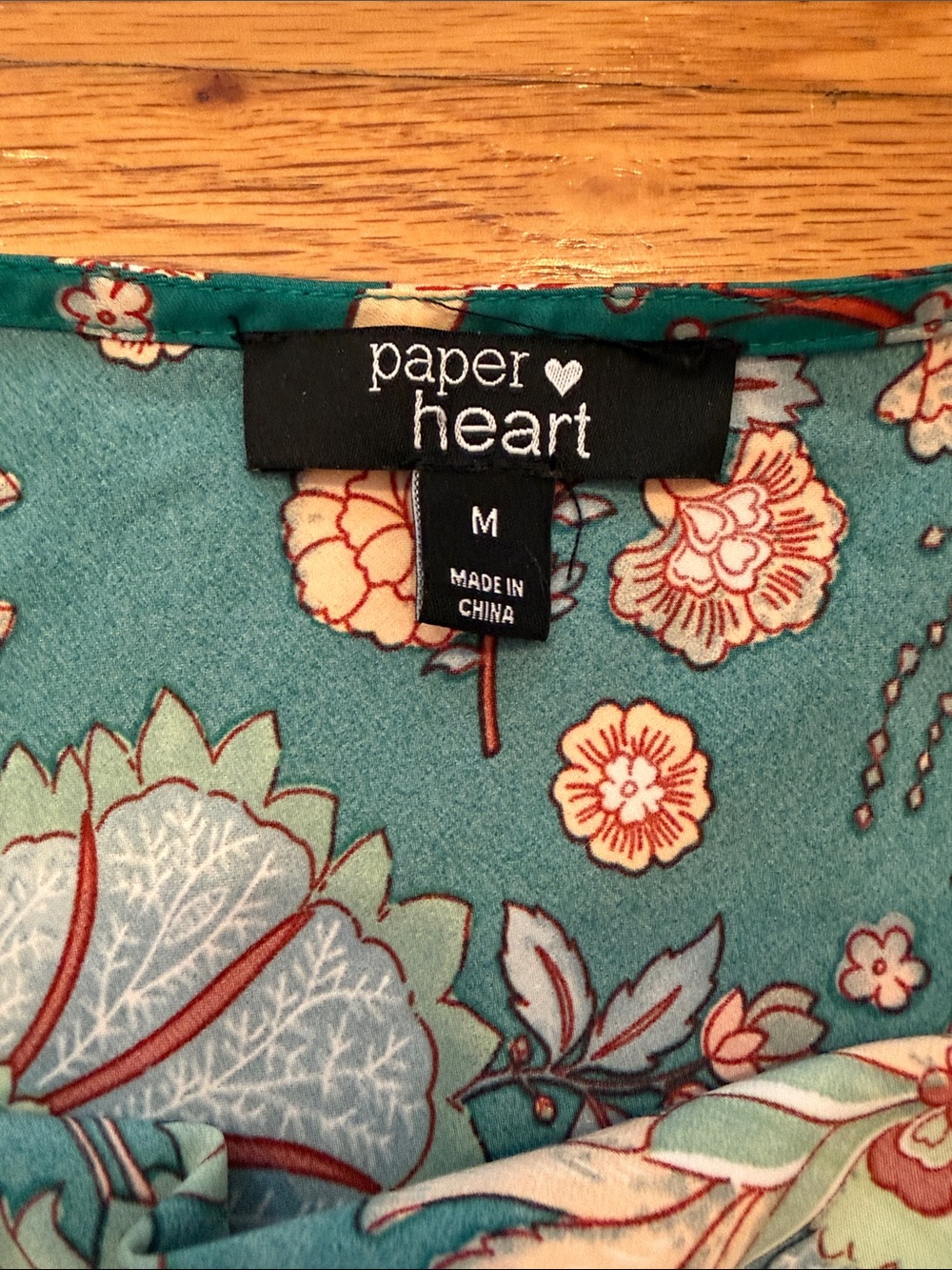 Teal Floral Slip Dress with Spaghetti Straps - Picture 3 of 3